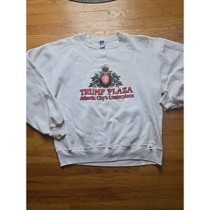Trump‎ Plaza Casino Atlantic City Sweatshirt Mens L Vintage USA Made White Crew